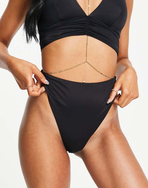 ASOS DESIGN Tall - Mix and Match - Perizoma bikini a vita alta sgambato nero  , 3 di 4
