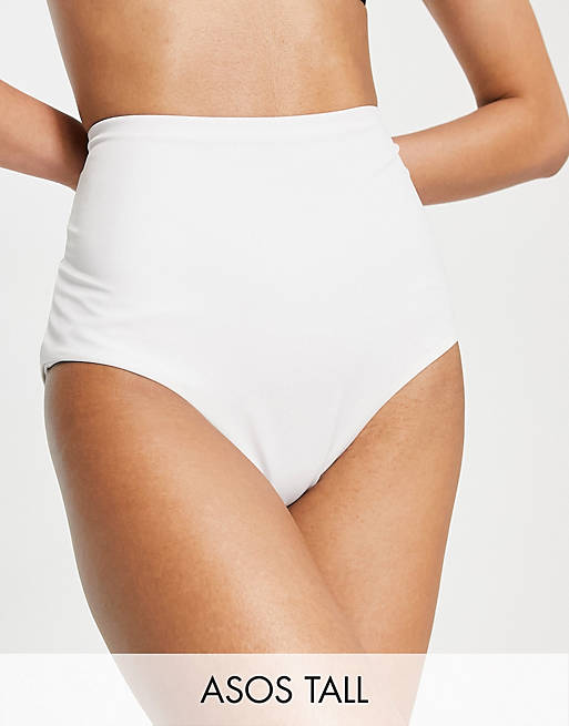 ASOS DESIGN Tall - Mix and Match - Slip bikini a vita alta bianchi 