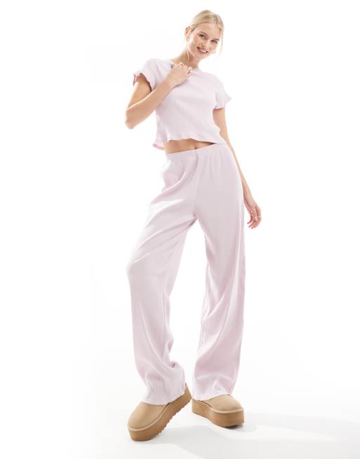 ASOS DESIGN Tall - Mix en match - Geribbelde broek in lila