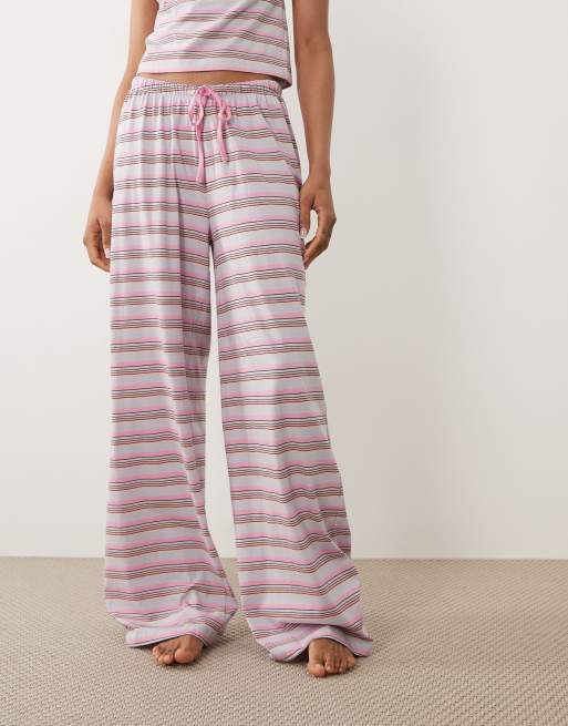 ASOS DESIGN Tall - Mix en match - Gestreepte katoenen pyjamabroek in roze, 3 van 5