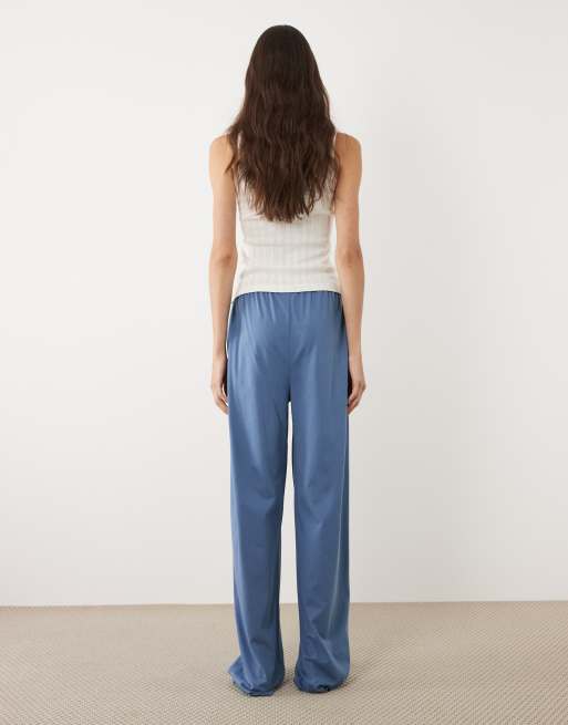 ASOS DESIGN Tall - Mix en match - Katoenen pyjamabroek in denim blauw, 4 van 4