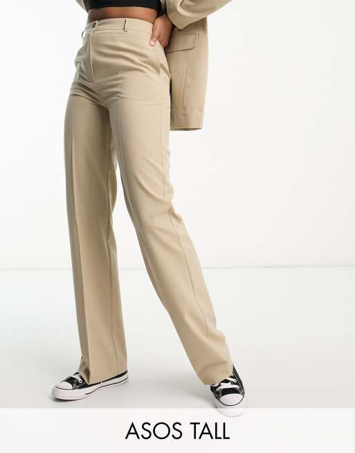 ASOS DESIGN Tall - Mix en match - Smalle rechte pantalon in neutraal