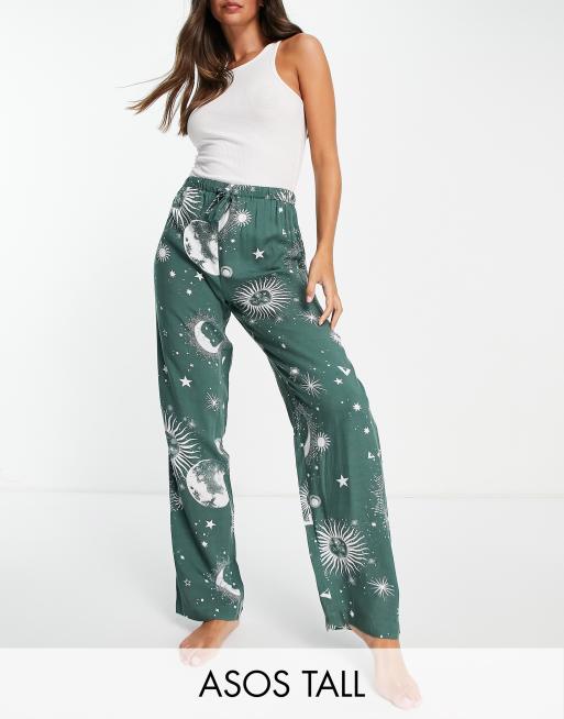 ASOS DESIGN mix & match astrology print 100% modal pyjama set in sage