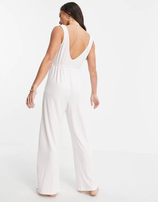 ASOS DESIGN Tall - Mix & Match - Combinaison confort côtelée ultra douce avec lien à la taille - Écru, 2 de 4