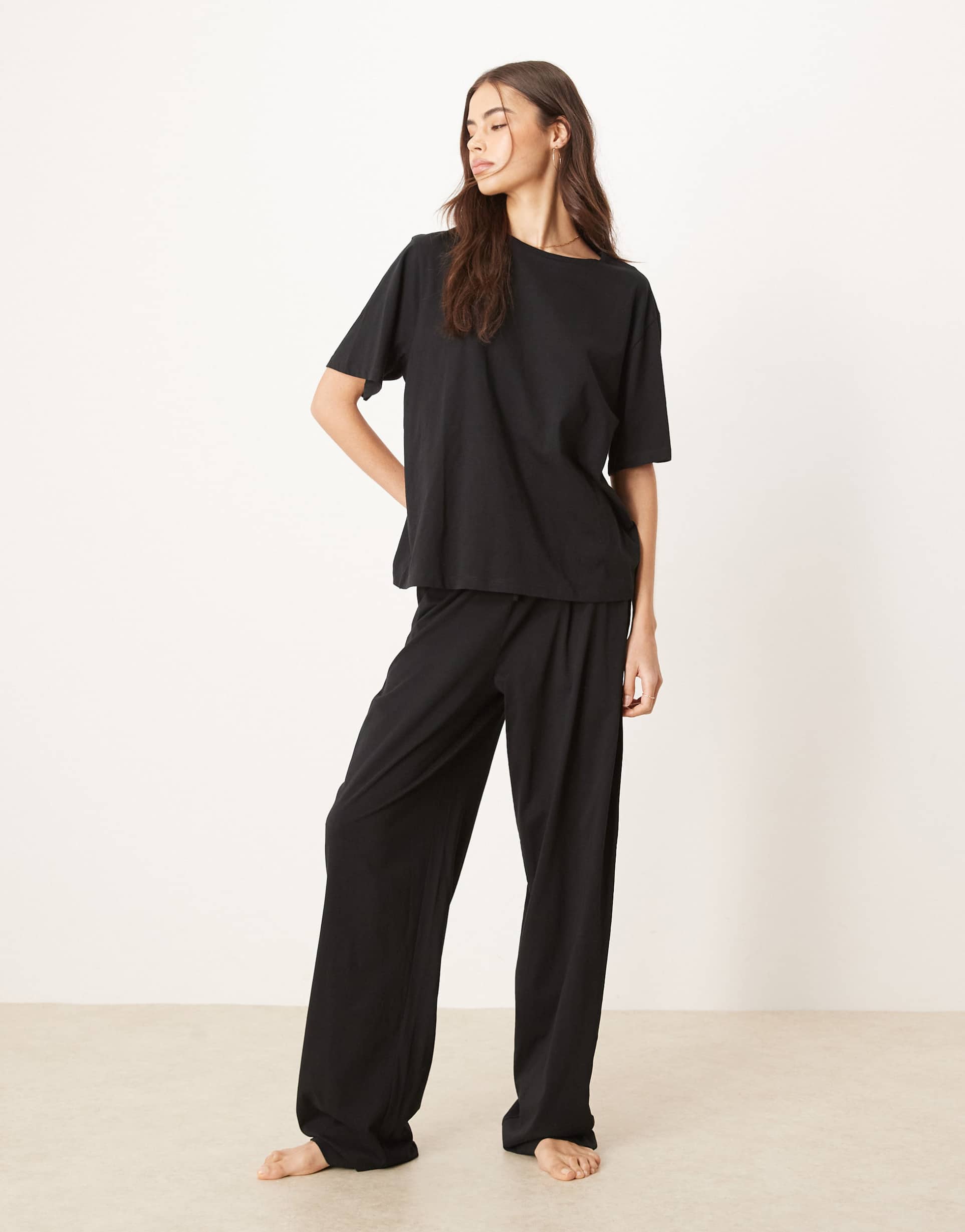 asos design tall mix & match cotton pajama pants in black