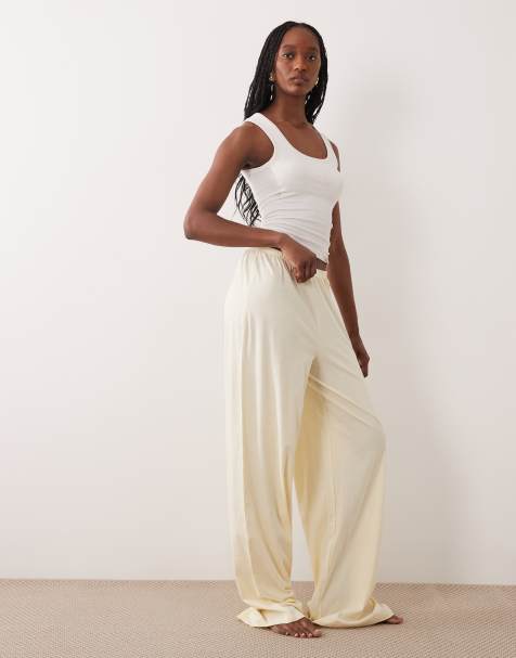 ASOS DESIGN Tall mix & match cotton pajama pants in buttermilk - view 1