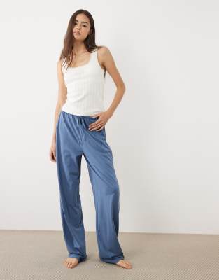 ДИЗАЙНЕРСКИЕ высокие пижамные брюки ASOS из хлопка в сочетании с джинсами синего цвета denim blue