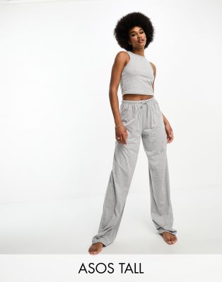 ASOS DESIGN Tall mix 
match cotton pajama pants in gray heather