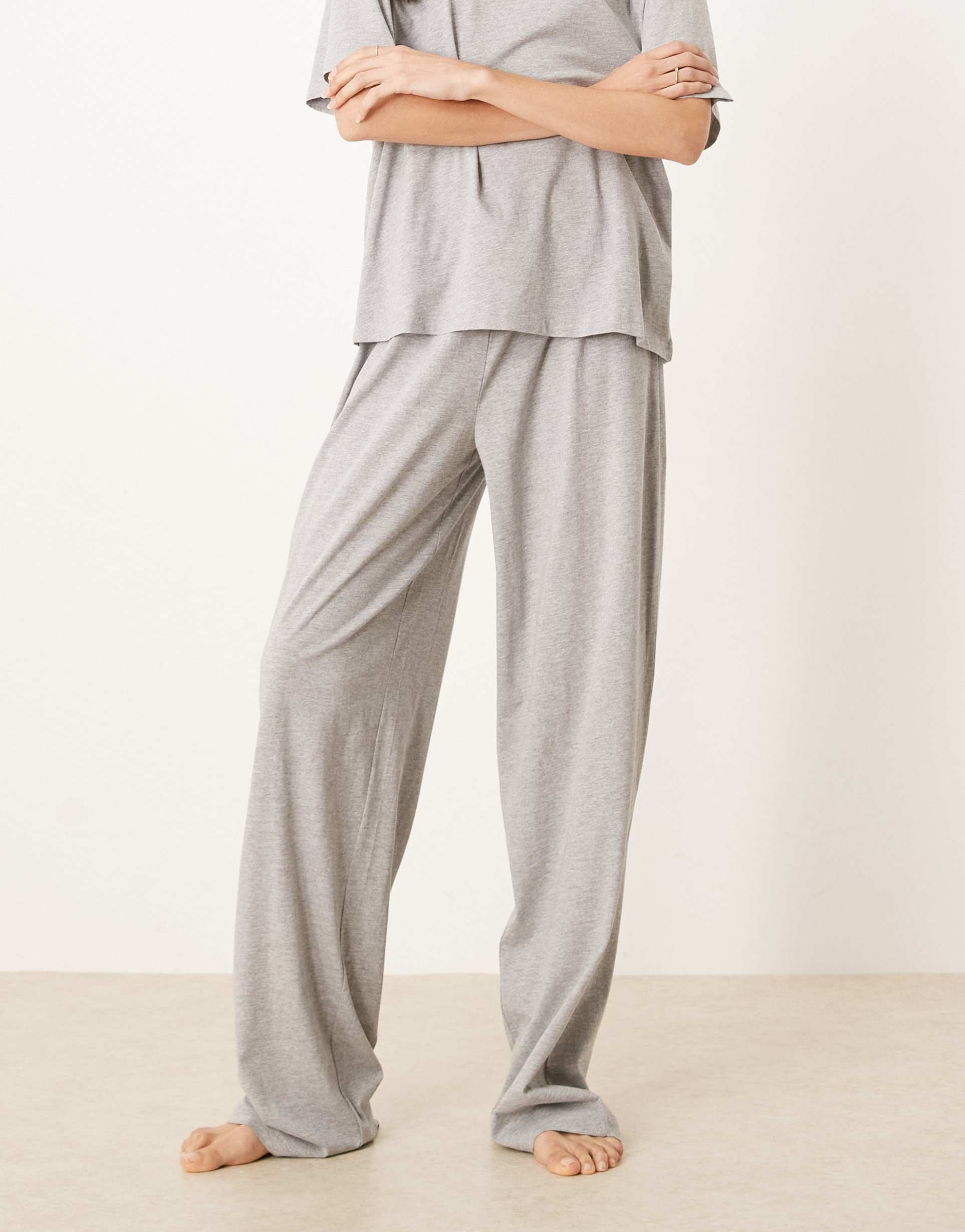 asos design tall mix & match cotton pajama pants in gray heather