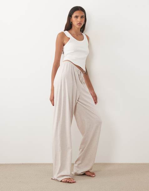 ASOS DESIGN Tall mix & match cotton pajama pants in oatmeal heather - view 1
