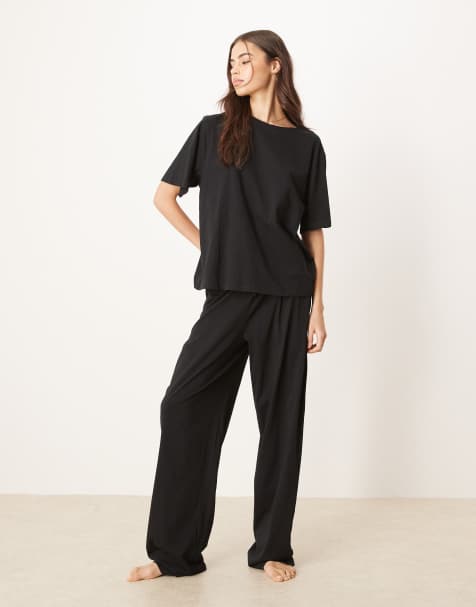 ASOS DESIGN Tall mix & match cotton pyjama pants in black - view 1