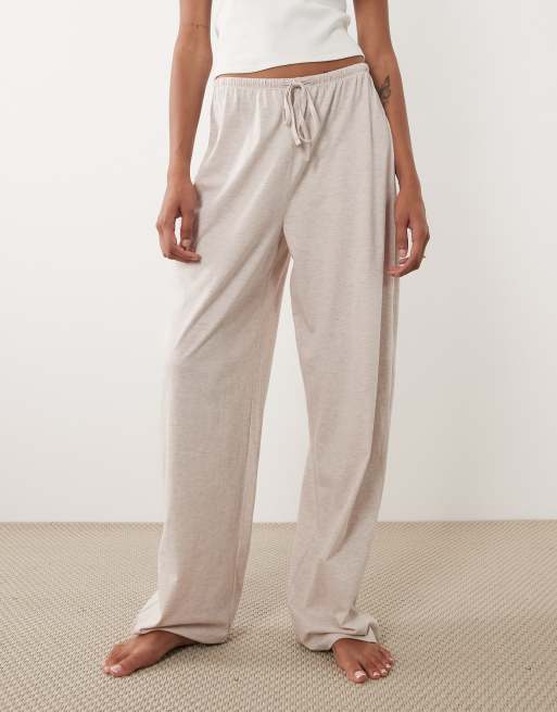 ASOS DESIGN Tall Mix & Match cotton pyjama pants in oatmeal marl, 3 of 4