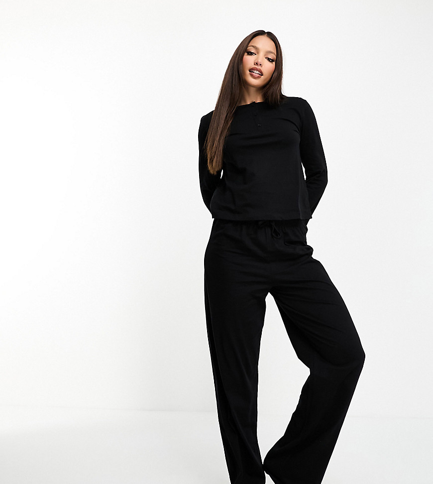 ASOS DESIGN Tall mix & match cotton pyjama trouser in black