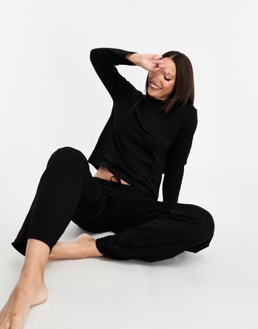 ASOS DESIGN Tall mix & match cotton pyjama trouser in black, 2 of 4