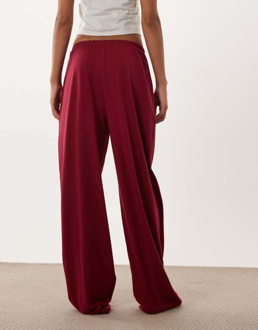 ASOS DESIGN Tall mix & match cotton pyjama trouser in burgundy, 5 of 5