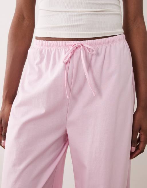 ASOS DESIGN Tall mix & match cotton pyjama trouser in candy pink, 3 of 4