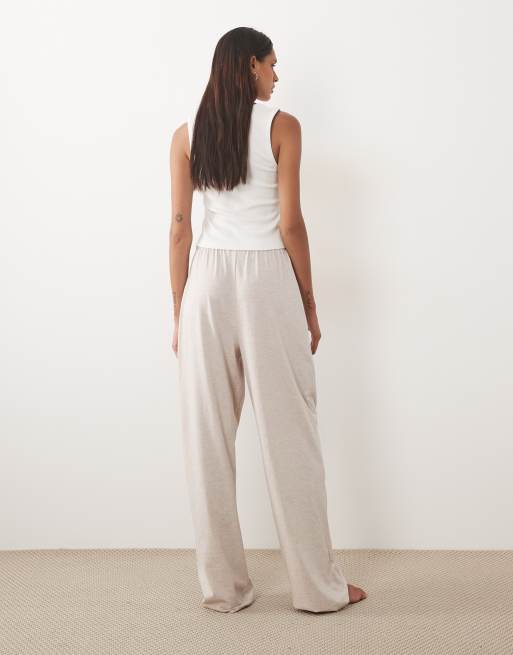 ASOS DESIGN Tall mix & match cotton pyjama trouser in oatmeal marl, 4 of 4