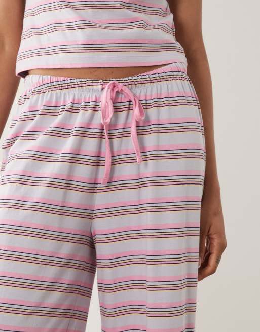 ASOS DESIGN Tall mix & match cotton pyjama trouser in pink stripe, 4 of 5