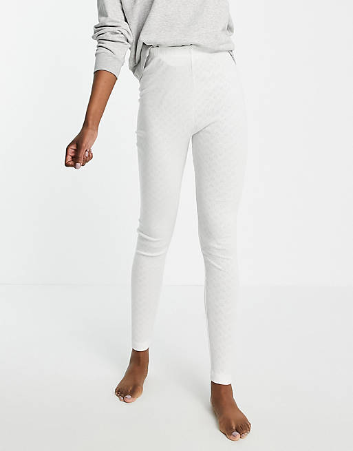 ASOS DESIGN Tall mix & match heart pointelle pajama leggings in white