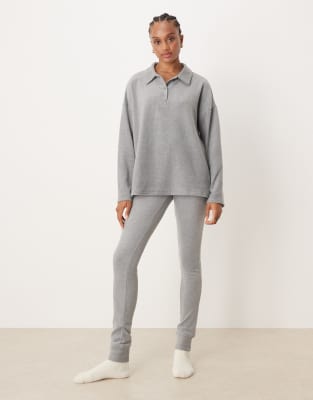 ASOS DESIGN Tall - Mix & Match - Lounge-Leggings aus leichtem Fleece in Hellgrau