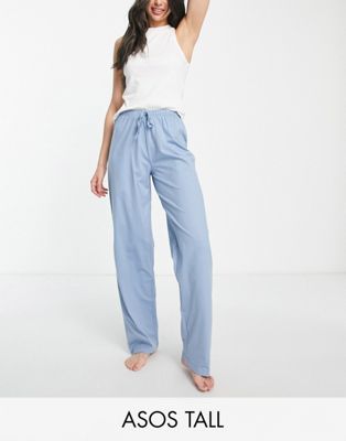 ASOS DESIGN Tall mix & match cotton pyjama trouser in blue - KHAKI