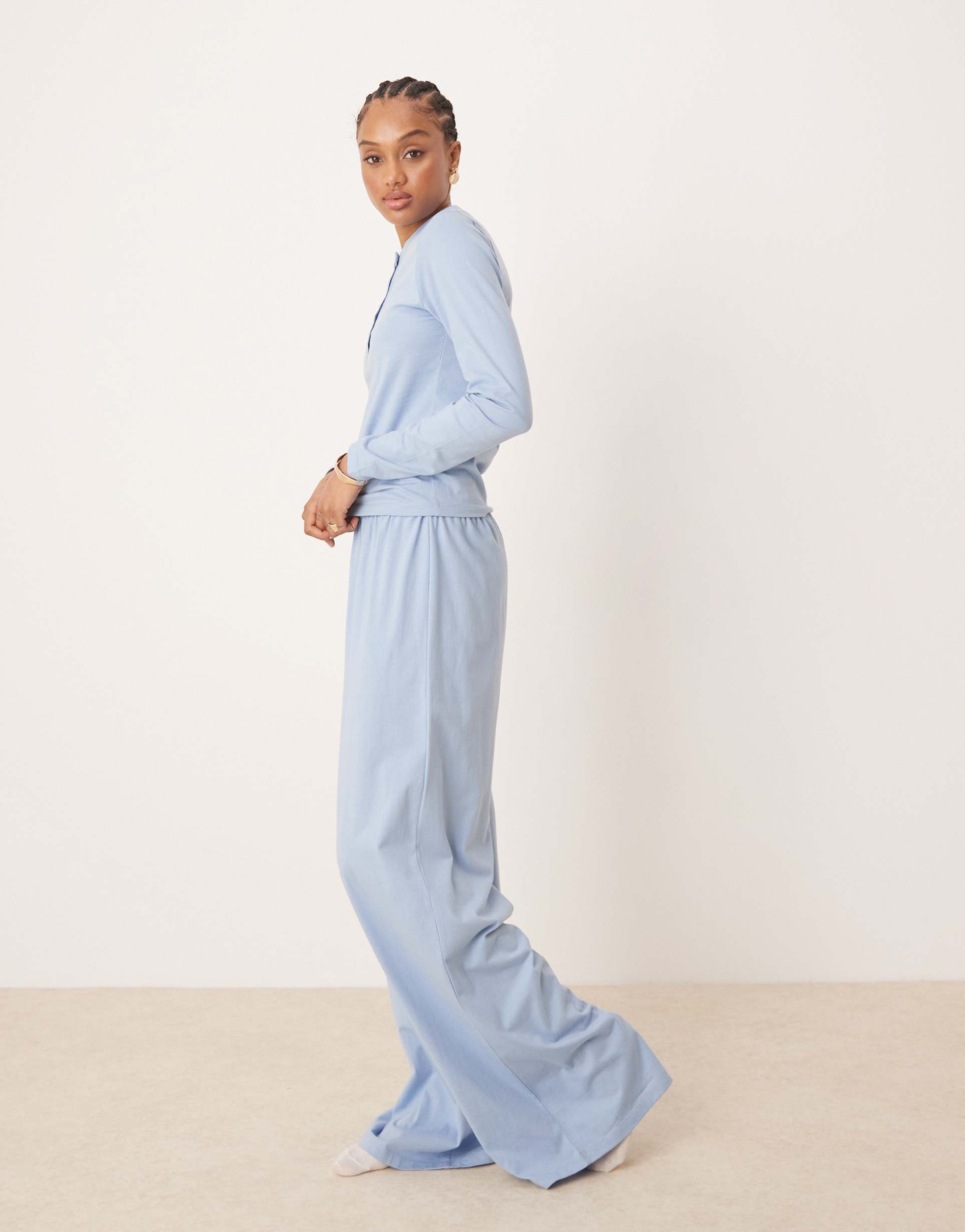 asos design tall mix & match pajama pants in blue
