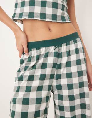 Asos Tall Asos Design Tall Mix & Match Pajama Pants With Velvet Waistband In Green