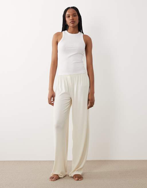 ASOS DESIGN - Mix & Match - Pigiama a coste color avorio, 4 di 6