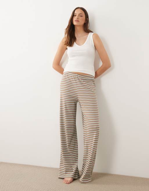 ASOS DESIGN - Mix & Match - Pigiama color menta e cammello a righe, 3 di 4