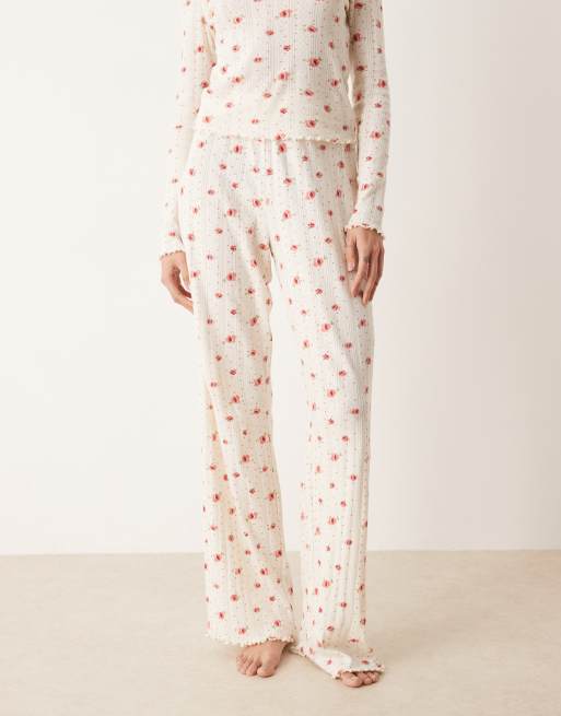 ASOS DESIGN Tall mix & match pyjama pants in pointelle ditsy print, 2 of 4