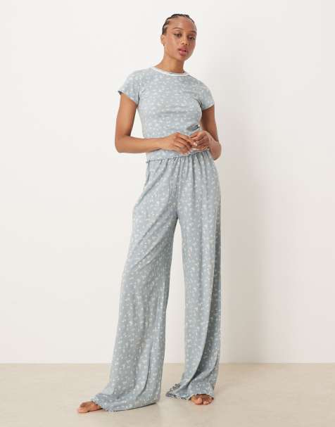 ASOS DESIGN Tall mix & match pyjama trouser in blue ditsy print - view 1