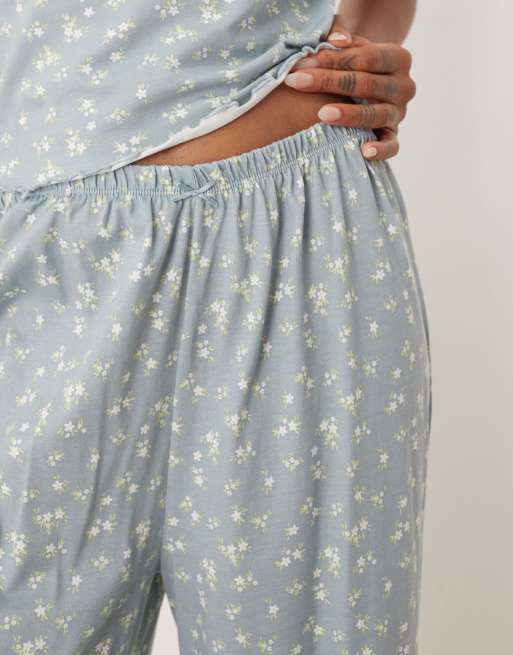 ASOS DESIGN Tall mix & match pyjama trouser in blue ditsy print, 4 of 4