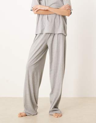 ASOS DESIGN Tall - Mix & Match - Pyjamahose aus Baumwolle in meliertem Grau
