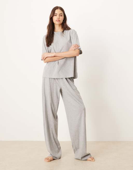 ASOS DESIGN Tall – Mix & Match – Pyjamahose aus Baumwolle in meliertem Grau, 2 von 4
