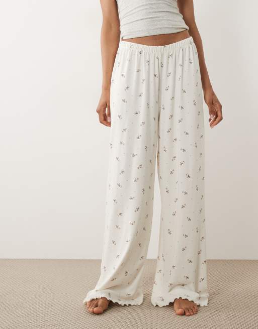 ASOS DESIGN Tall – Mix & Match – Pyjamahose aus Pointelle in Rosa mit Rosenknospenmuster, 2 von 5