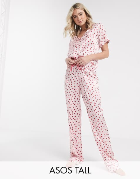 ASOS DESIGN Tall – Mix & Match – Satinhose mit Klecksmuster