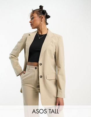 Asos Tall Asos Design Tall Mix & Match Slim Boy Suit Blazer In Neutral
