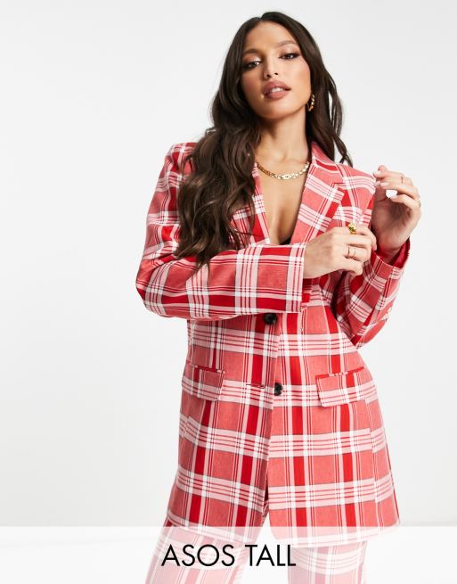 Womens red 2024 plaid suit