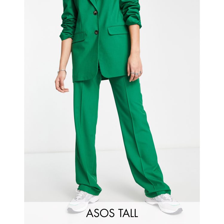 ASOS DESIGN Tall straight ankle suit pants in green check