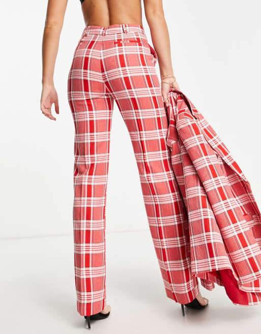 ASOS DESIGN Tall Mix & Match slim straight suit pants in red plaid