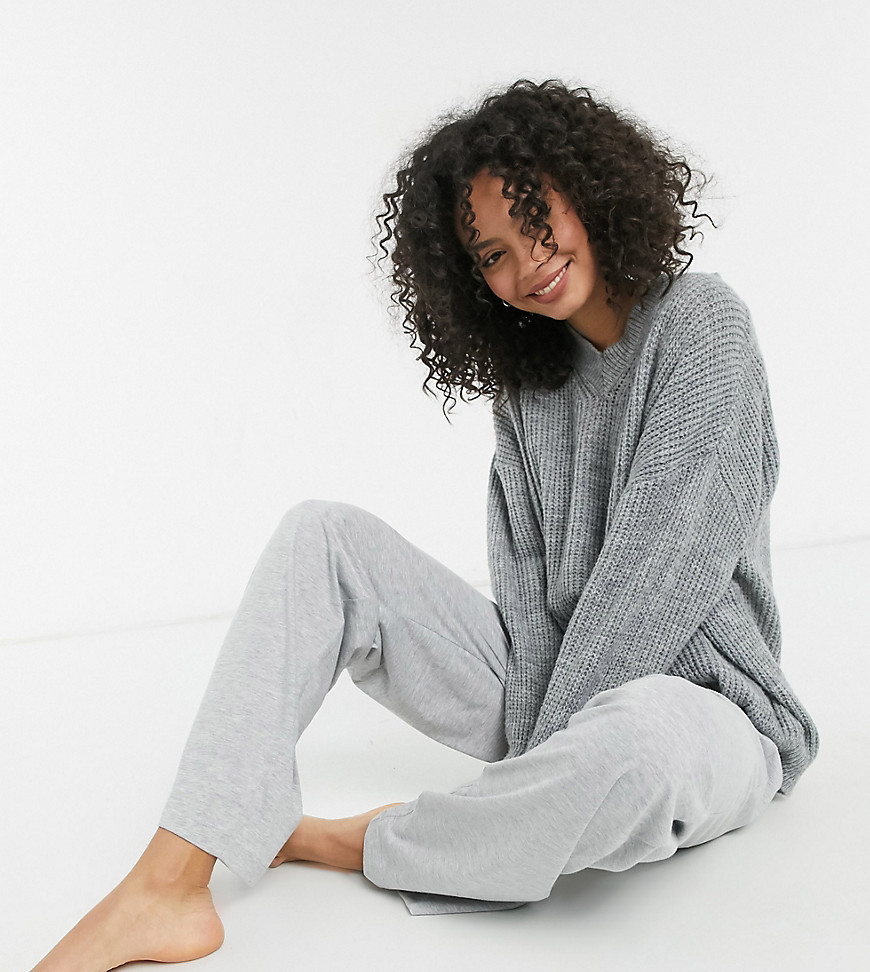 ASOS DESIGN Tall mix & match straight leg jersey pajama pant in gray heather-Grey