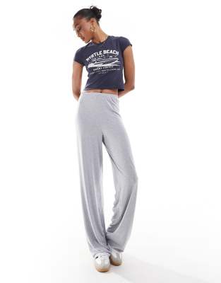 Asos Design Tall Mix & Match Super Soft Print Pyjama Trouser In Grey Marl With Lace Trim