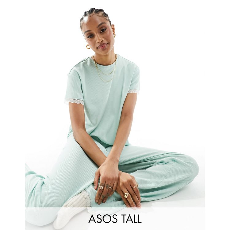 Buy Asos Design women tall solid drawstring pajama pants green