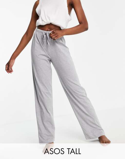 ASOS DESIGN Tall – Mixa & matcha – Gråmelerad pyjamasunderdel i jersey med raka ben