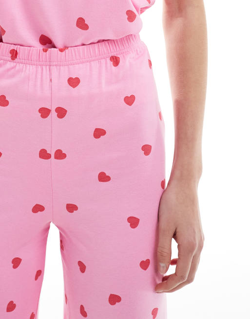 ASOS DESIGN Tall – Mixa & matcha – Rosa, supermjuka pyjamasbyxor med hjärtmönster, 2 av 4