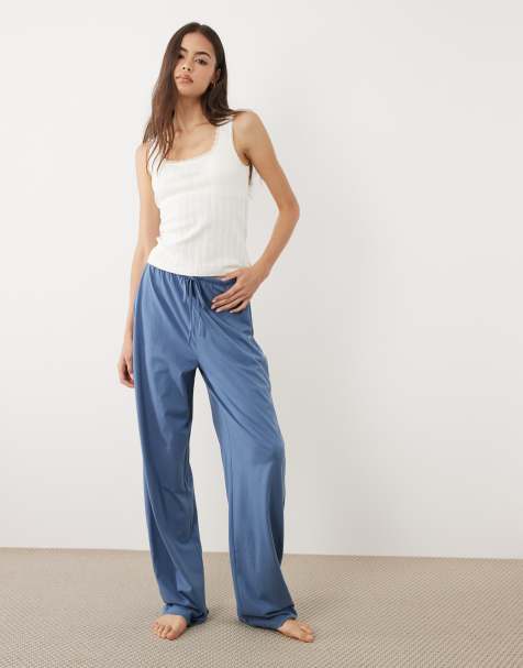 ASOS DESIGN Tall – Mixa och matcha – Denimblå pyjamasbyxor i bomull - view 1