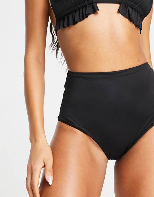 ASOS DESIGN - Tall - Mixa och matcha - Svart bikiniunderdel med hög midja  , 3 av 4