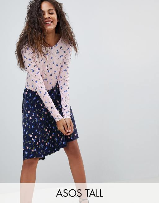 Asos mixed print dress hotsell