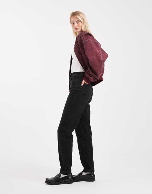 ASOS DESIGN Tall - Mom jeans a vita alta neri vestibilità comoda, 2 di 5