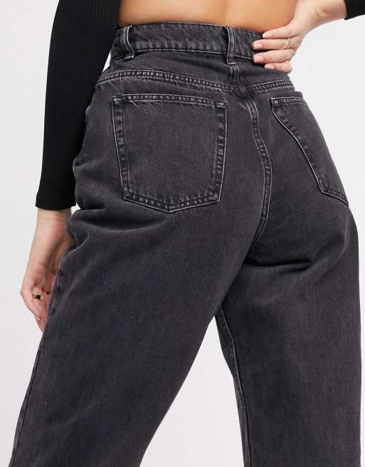 ASOS DESIGN Tall - Mom jeans vita alta larghi nero slavato con strappi, 3 di 4